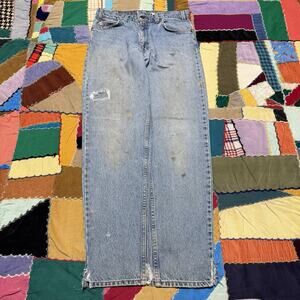 Vintage 1995 Levi’s 550s Orange Tabs Patched Fatigued Blue Jeans 30Wx31L